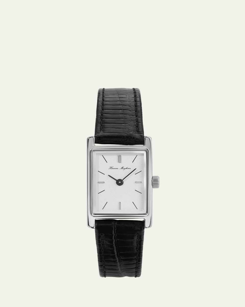 Mini Icon Watch with Leather Strap, Silver